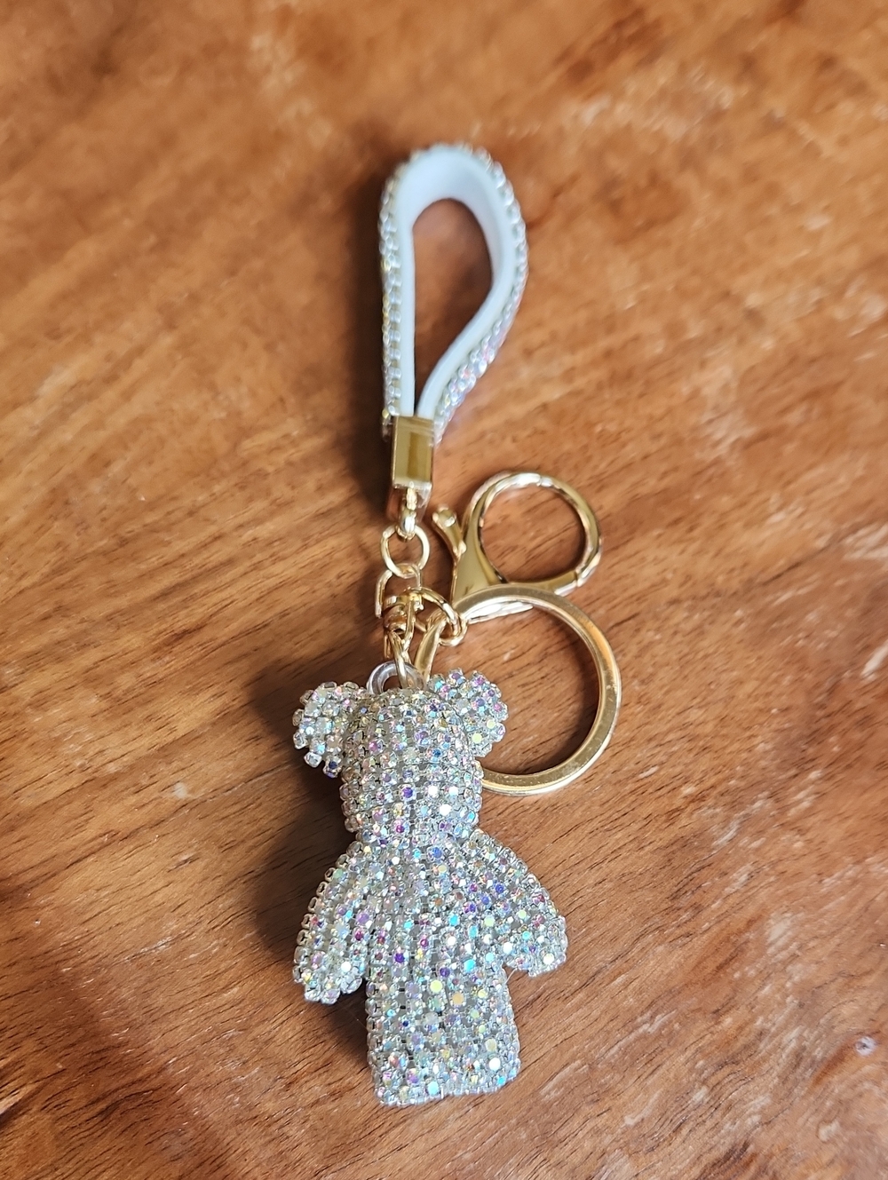 New Rhinestones Crystal Bear Keychain with Gold-tone Hardware